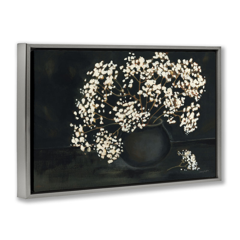 «Baby's Breath» sur toile flottante encadrée brun noir par Haley Knighten, Cadre flottant gris lustré, H 17 po x l 25 po