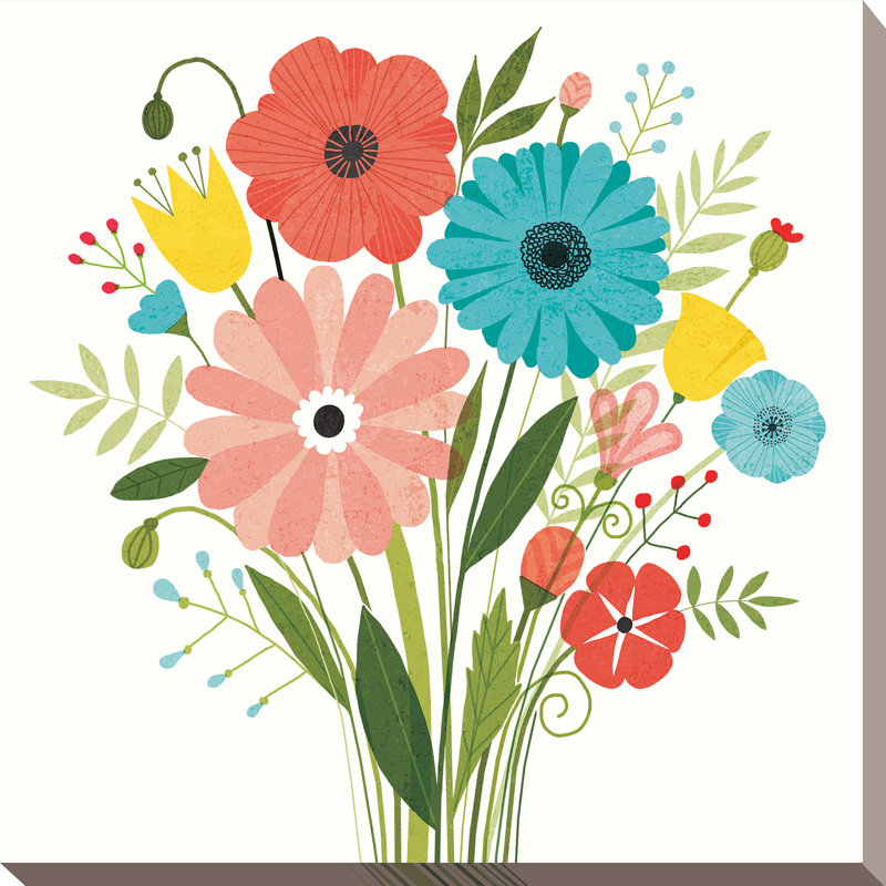 « seaside bouquet ii », reproduction d’impression sur toile tendue en blanc/vert, H 28 po x l 28 po x P 1,5 po, Toile tendue