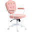 Chaise d'ordinateur rose avec molleton ours, tissu respirant pivotant à la flamme