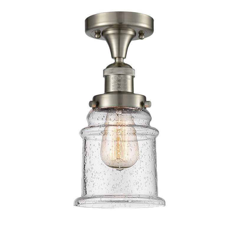 Galaviz Glass Semi Flush Mount, Brushed Satin Nickel, Seedy