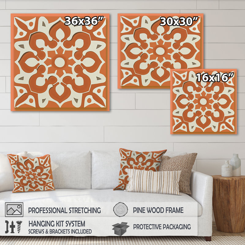 «Moroccanan Tiles In Earth Tones IV», reproduction sur toile, L 16 po x H 16 po, Toile tendue
