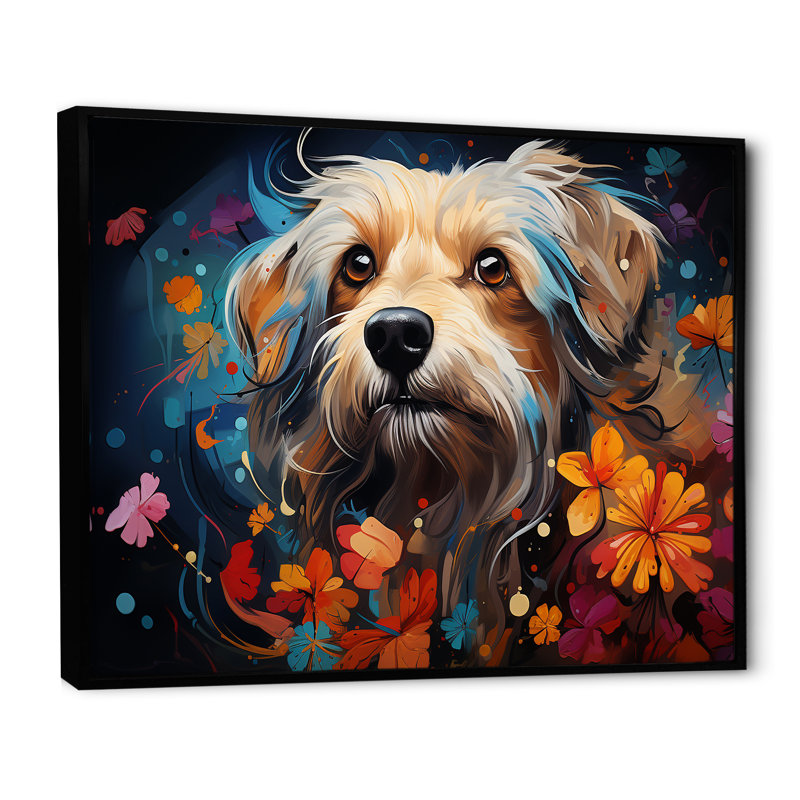 «Popart Maltese Magic I», reproduction sur toile, H 30 po x l 40 po x P 1,5 po, Cadre flottant noir
