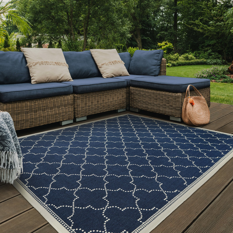 Tapis intérieur / extérieur bleu marine Anastasaos, Rectangle 5 pi 3 po x 7 pi 6 po