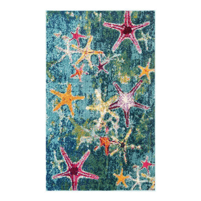 Tapis bleu marine à motif animalier Esposito