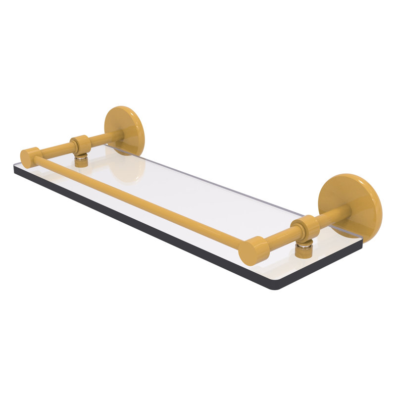 Tablette en verre trempé avec rail Gallery P1000, H 3 po x l 16 po x P 5 po, Or espagnol