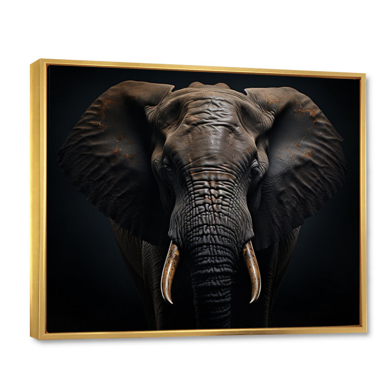 Éléphant, reproduction d'art sur toile, éléphant majestueux silencieux II, Cadre flottant doré, H 34 po x l 44 po x P 1,5 po