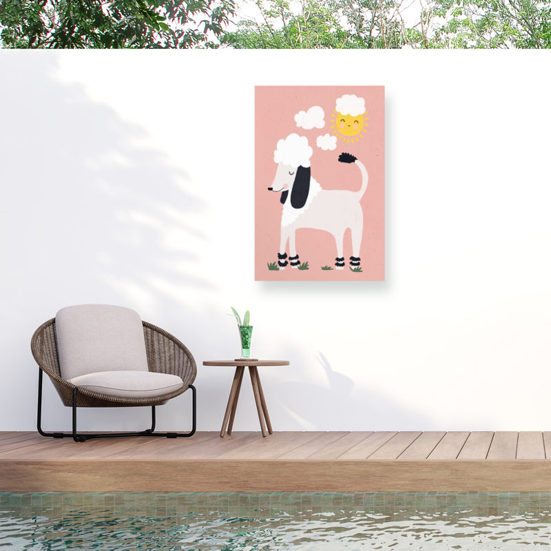 «Happy Poodle» sur toile par Treechild, H 32 po x l 22 po