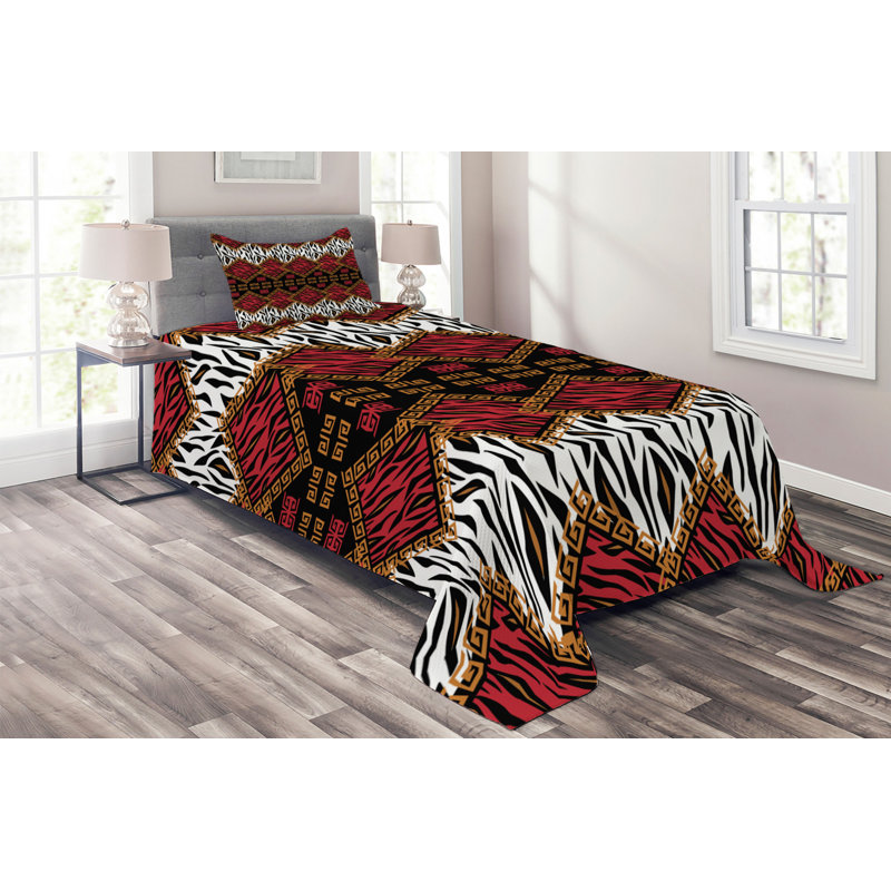 Polyester Animal Print Coverlet, Twin Bedspread + 1 Sham