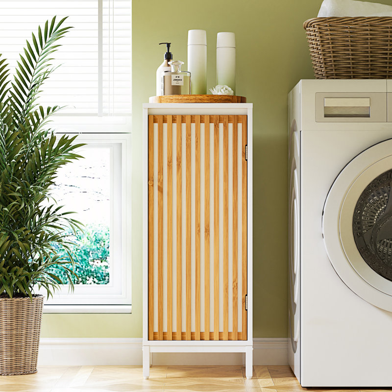 Living Room Side Cabinet With Bamboo Slats Door