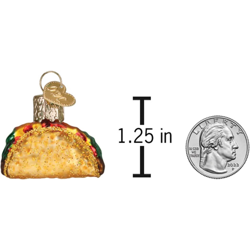 Old World Christmas Blown Glass Mini Ornament for Christmas Tree, Taco