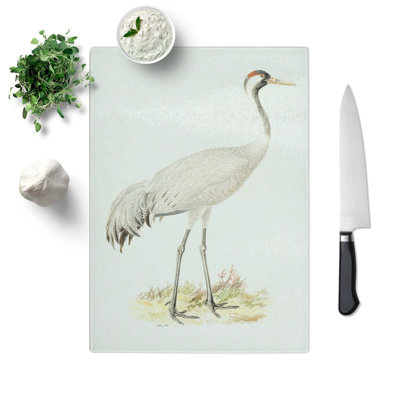 Tempered Glass Common Crane Chopping Board