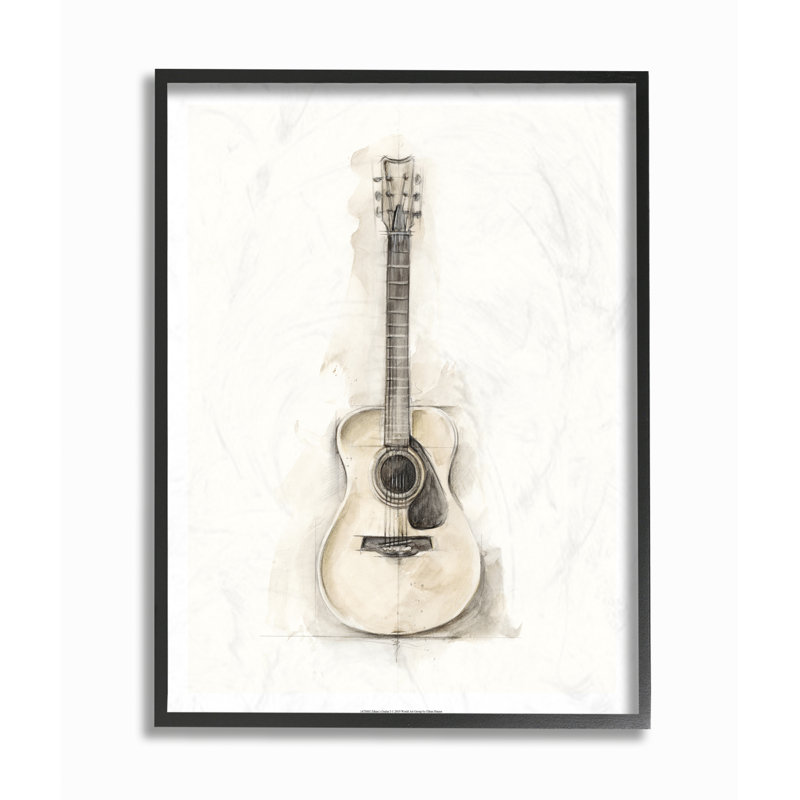 «Acoustique guitare», impression, H 16 po x l 20 po x P 1,5 po, Giclée encadrée noir minuit