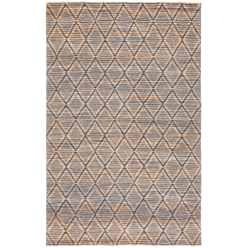 Fotou Natural Fiber Hand Loomed Wool/Jute Geometric Rug in Gray, Round 6'