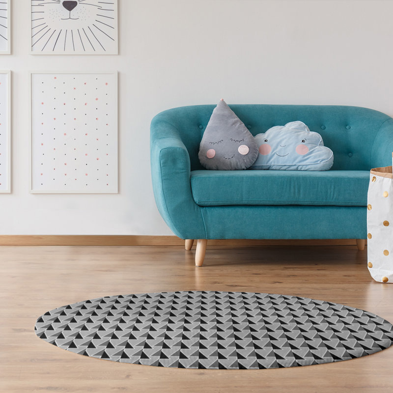 Chenille Geometric Indoor Rug, Round 5'
