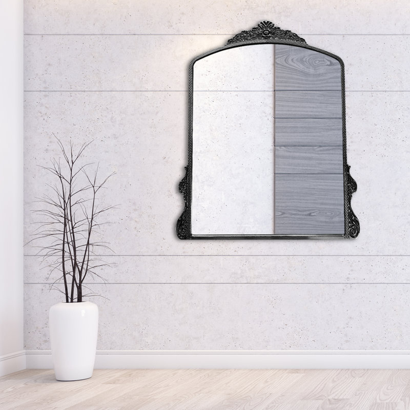 Deztiney Arched Wall Mirror, 41" x 35", Black