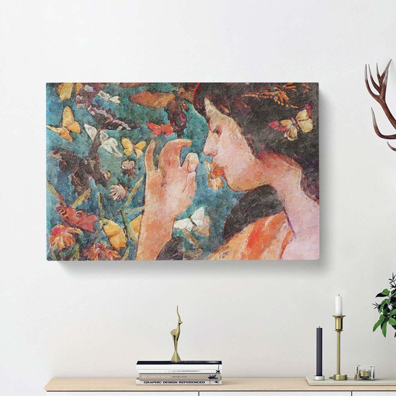 Butterflies by Fujishima Takeji - Wrapped Canvas Painting, 35cm H x 50cm W x 3cm D