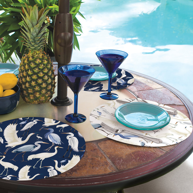Beachy Birds Round Reversible Easy Care Placemats