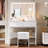 Makeup Vanity Desk with Lighted Mirror Charging Station and Storage Chair-332218564