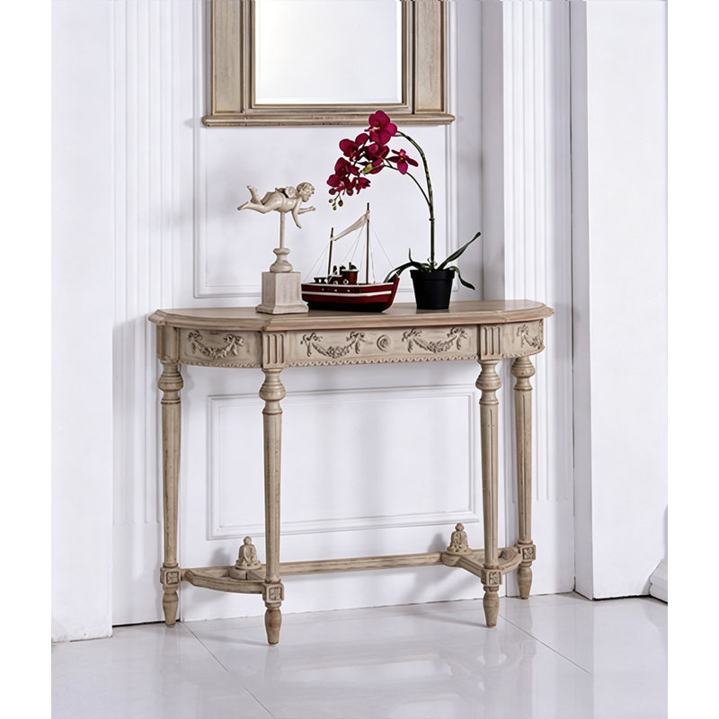 Console en bois massif patiné French Country, 30.7" H x 41.9" W x 14.2" D