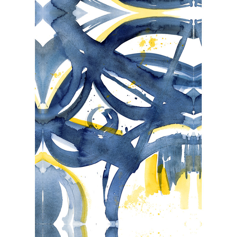 Marine et jaune, aquarelle, peinture III - reproduction d'art sur toile tendue, H 36 po x l 24 po