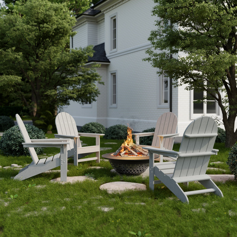 Freedom 4-Piece Traditional Adirondack Conversation Set, Light Gray