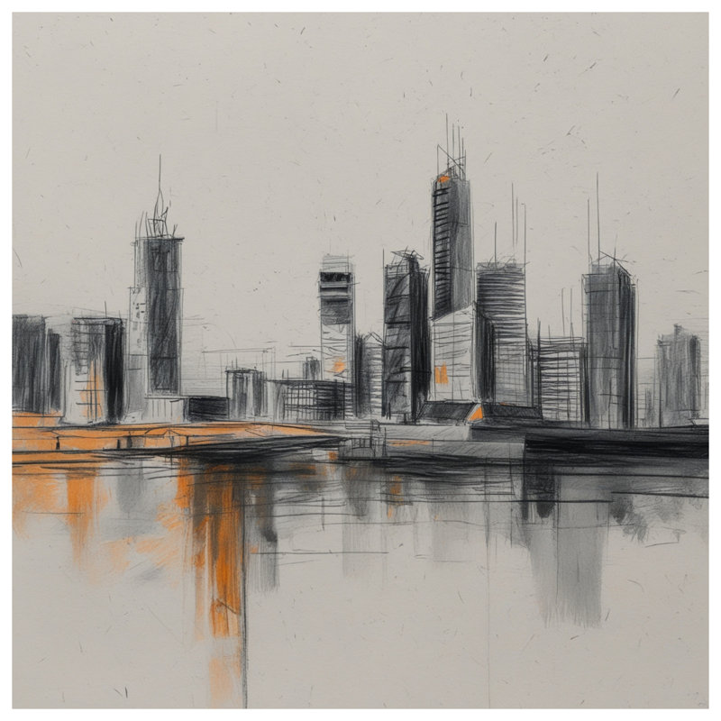 Urban Sketch Cityscape Duvet Covers, King