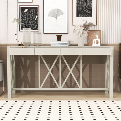 Table d'entrée élégante avec pieds en bois, design en X chic