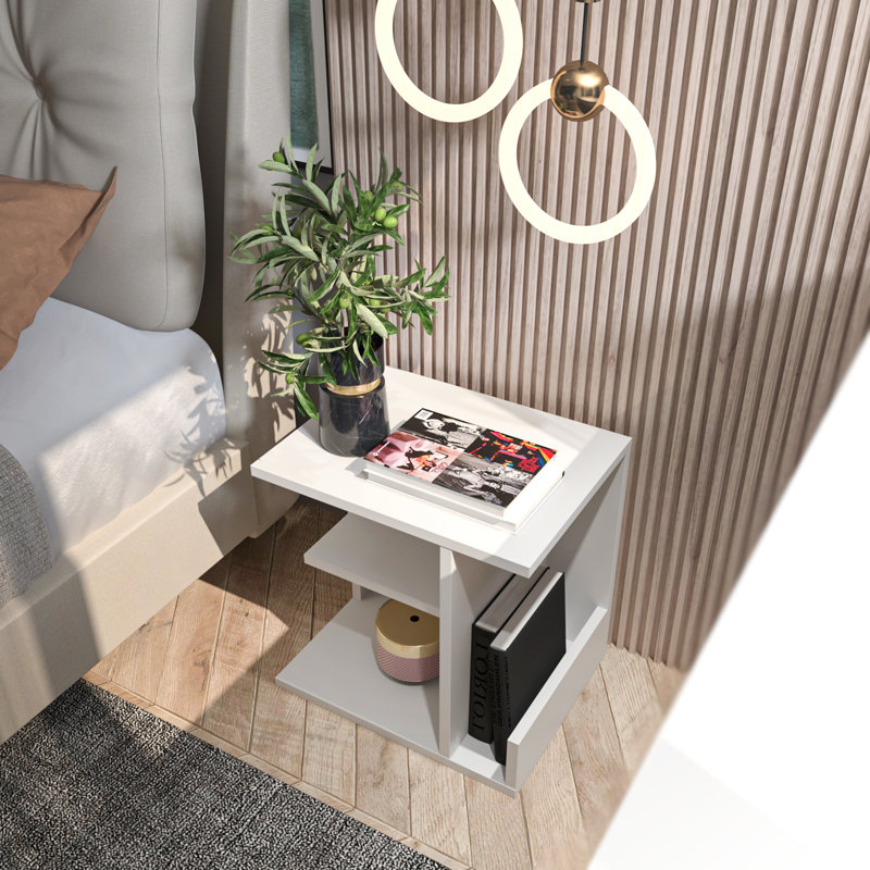 Rolena 45cm W Bedside Table, White