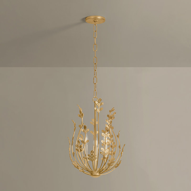 Lustre 3 lumières en feuille d'or rétro Troy Lighting Delmore 14,5 pouces de largeur, 22.75" H x 45" W x 45" D