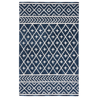 Tapis bleu marine / ivoire Metro 460