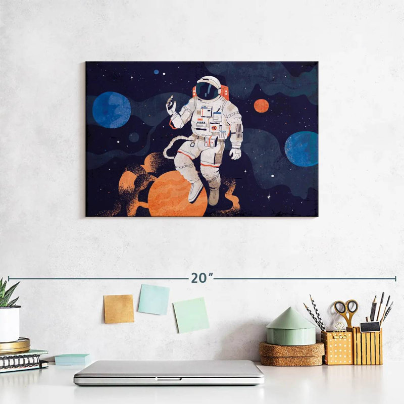 Astronaut With Planets, 8" H x 12" W