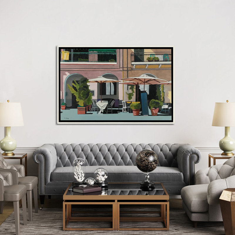 Imperia, Italy, 40" H x 60" W x 1.5" D, Distressed White Floater Framed Canvas, No Mat