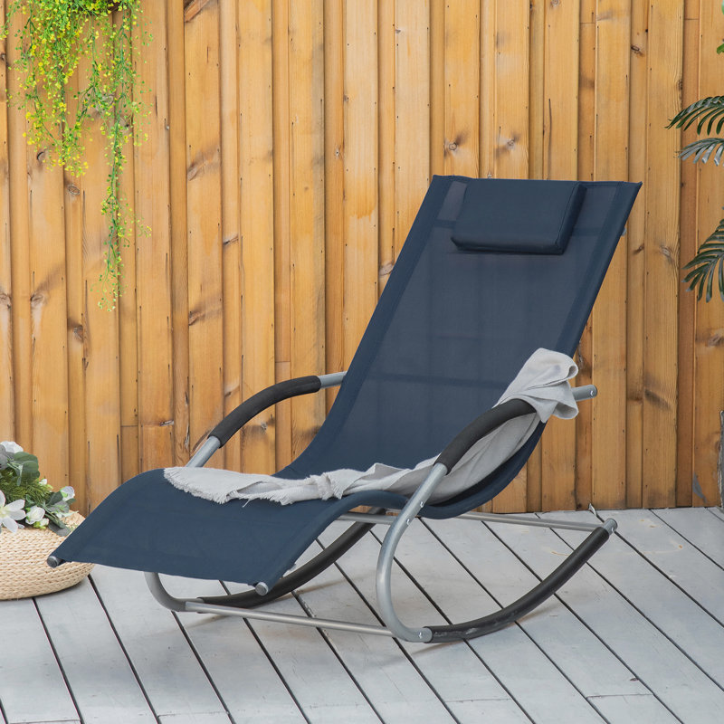 Chaise longue en acier Anyelo, chaise berçante en acier Zero Gravity et chaise berçante inclinable avec coussin amovible