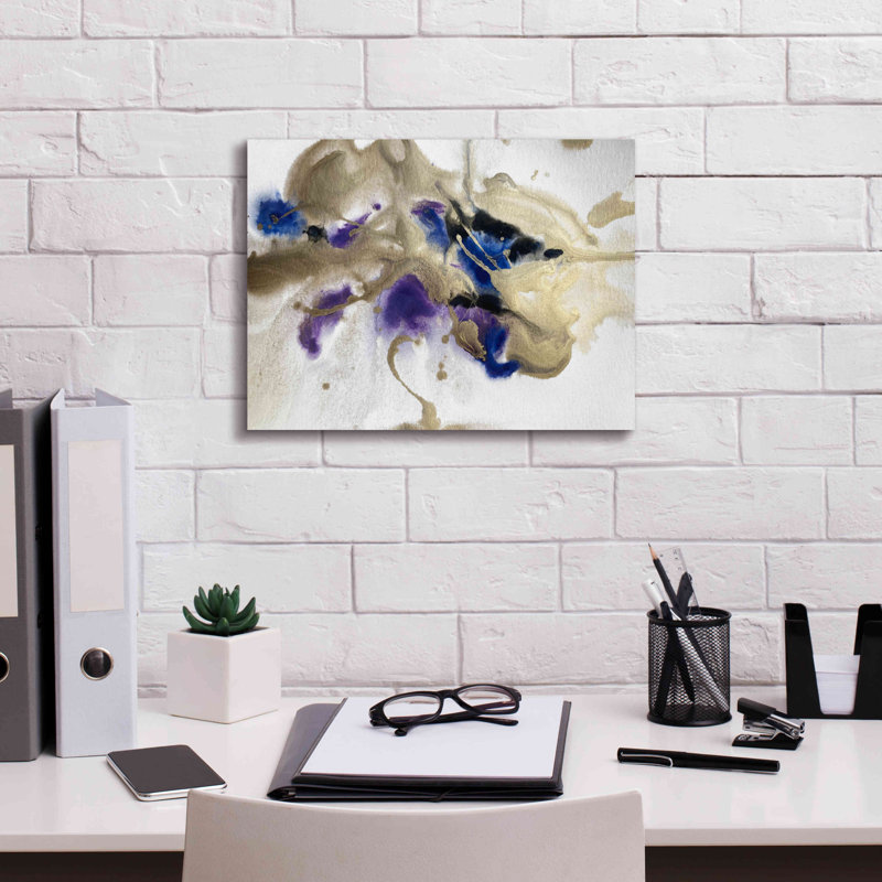 "Or à l'aquarelle bleue abstraite 2" par Irena Orlov, H 12 po x l 16 po x P 0,75 po