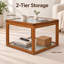 Small Coffee & Cocktail Tables with Storage, Bamboo Glass Modern Living Room