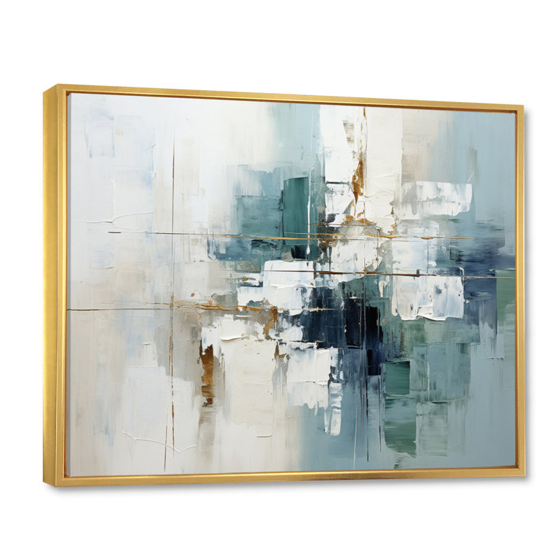 Subtle Serenity I - Abstract Collages, art mural, H 30 po x l 40 po x P 1,5 po, Cadre flottant doré