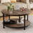 2-Tier Rustic Wood Round Coffee Table