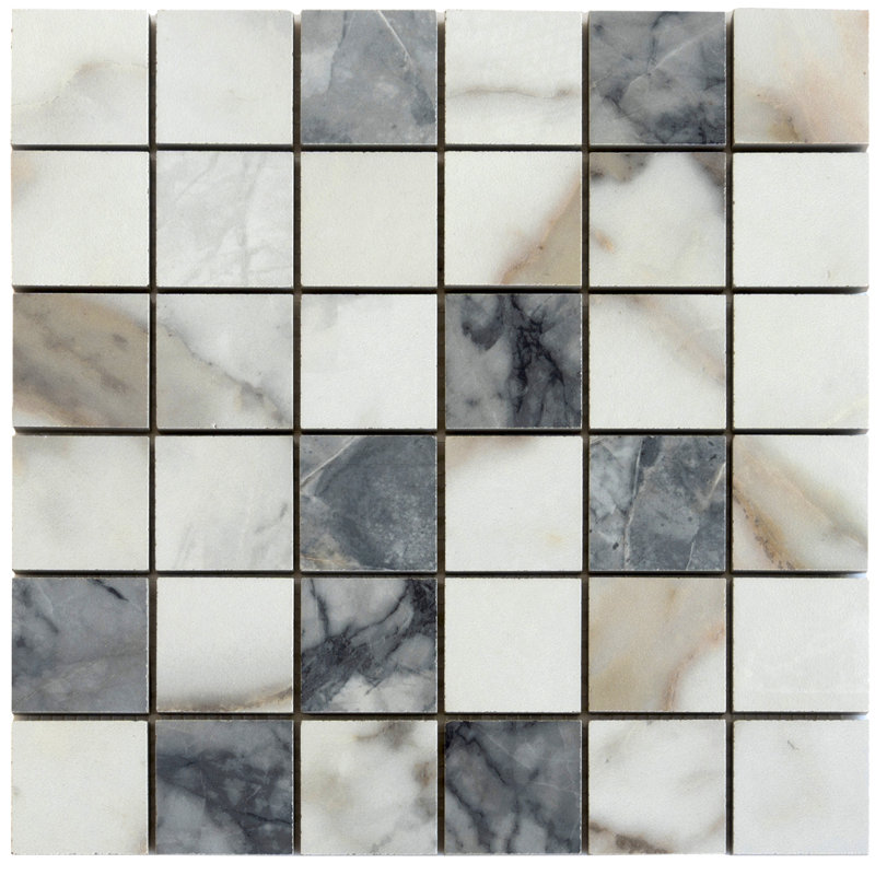 Pinnacle 12 po x 12 po Carreau de mur et de sol en mosaïque de porcelaine grise matte blanche classique (10,76 pieds carrés / caisse) - paquet de 11