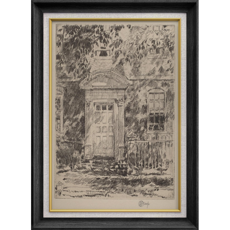 Esquisse d'un paysage de campagne française encadrée sur papier, Impression encadrée sans passe-partout, Noir
