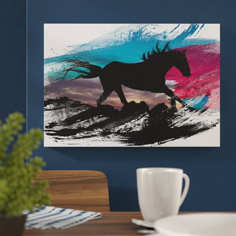 Wild Horse Sunset - Wrapped Canvas, 50cm H x 76cm W