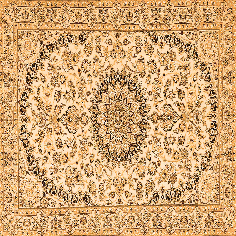 Tapis oriental orange clair 4 pi x 4 pi tissé à la machine Bonnee