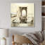 Toile beige minimaliste I - impression sur métal pour salle de bain et de lessive-1751287810