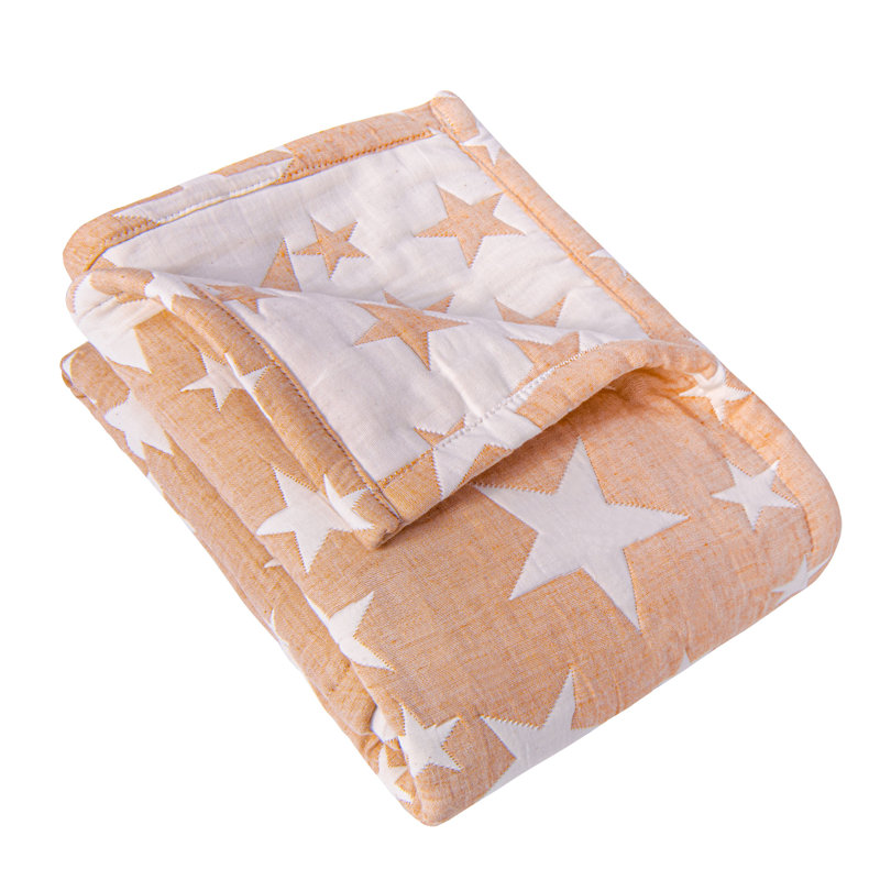 Couverture pour tout-petits 3 couches, couvertures en jacquard de coton mousseline - NTBAY, Palmier orange étoile, Lit simple
