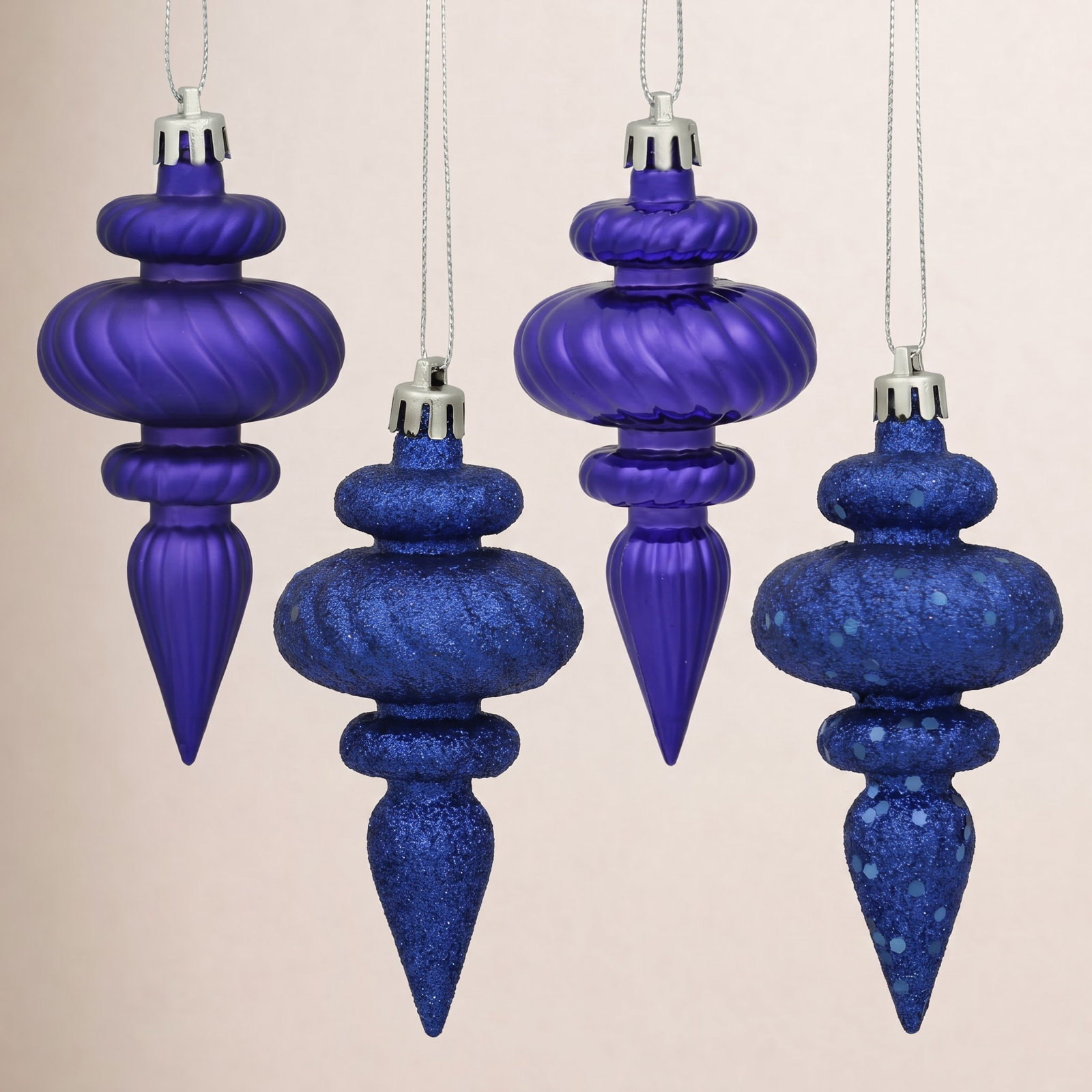 4" Shatterproof Finial Ornament, Cobalt Blue