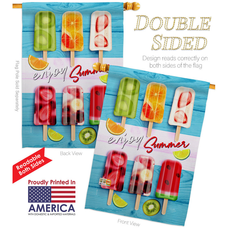Drapeau de maison Sweet Popsicles 2 faces Polyester H 40 x l 28, H 40 x l 28