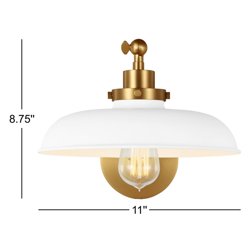 Wellfleet 1 - Light Armed Sconce, Burnished Brass, Matte White
