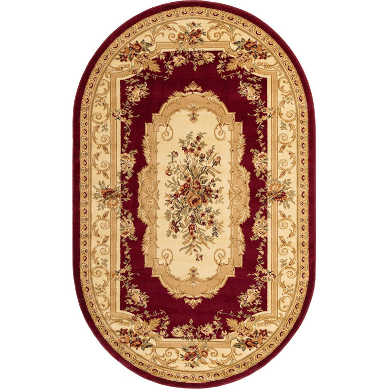 Tapis oriental rouge Rabito, Ovale 5 pi x 8 pi