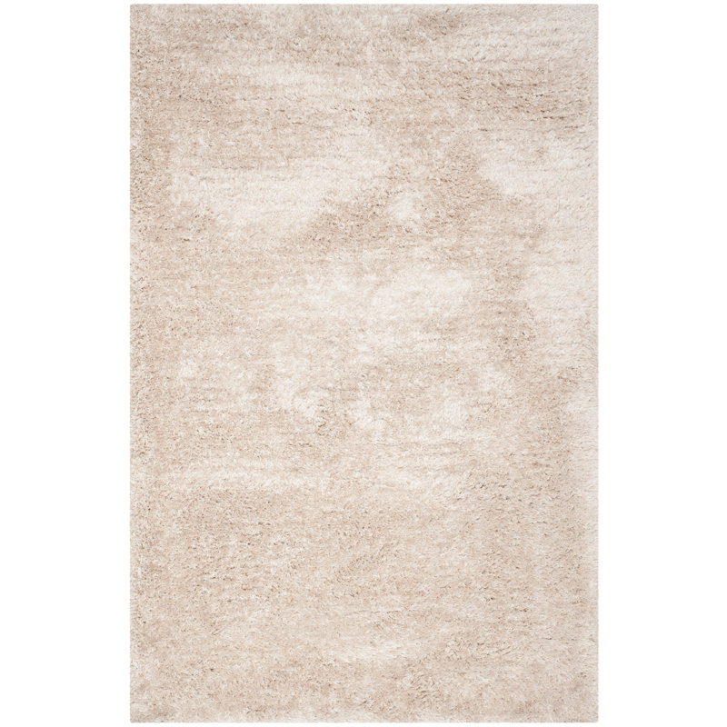 Delane Handmade Shag Champagne Area Rug, Rectangle 10' x 14'