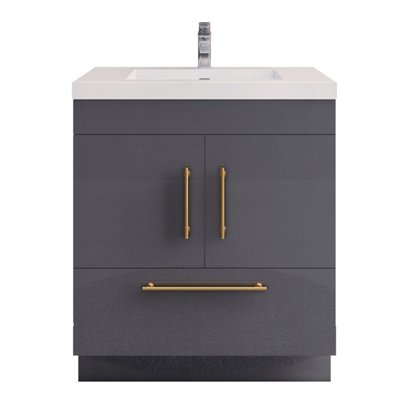 Meuble-lavabo sur pied Maplesville, Gris