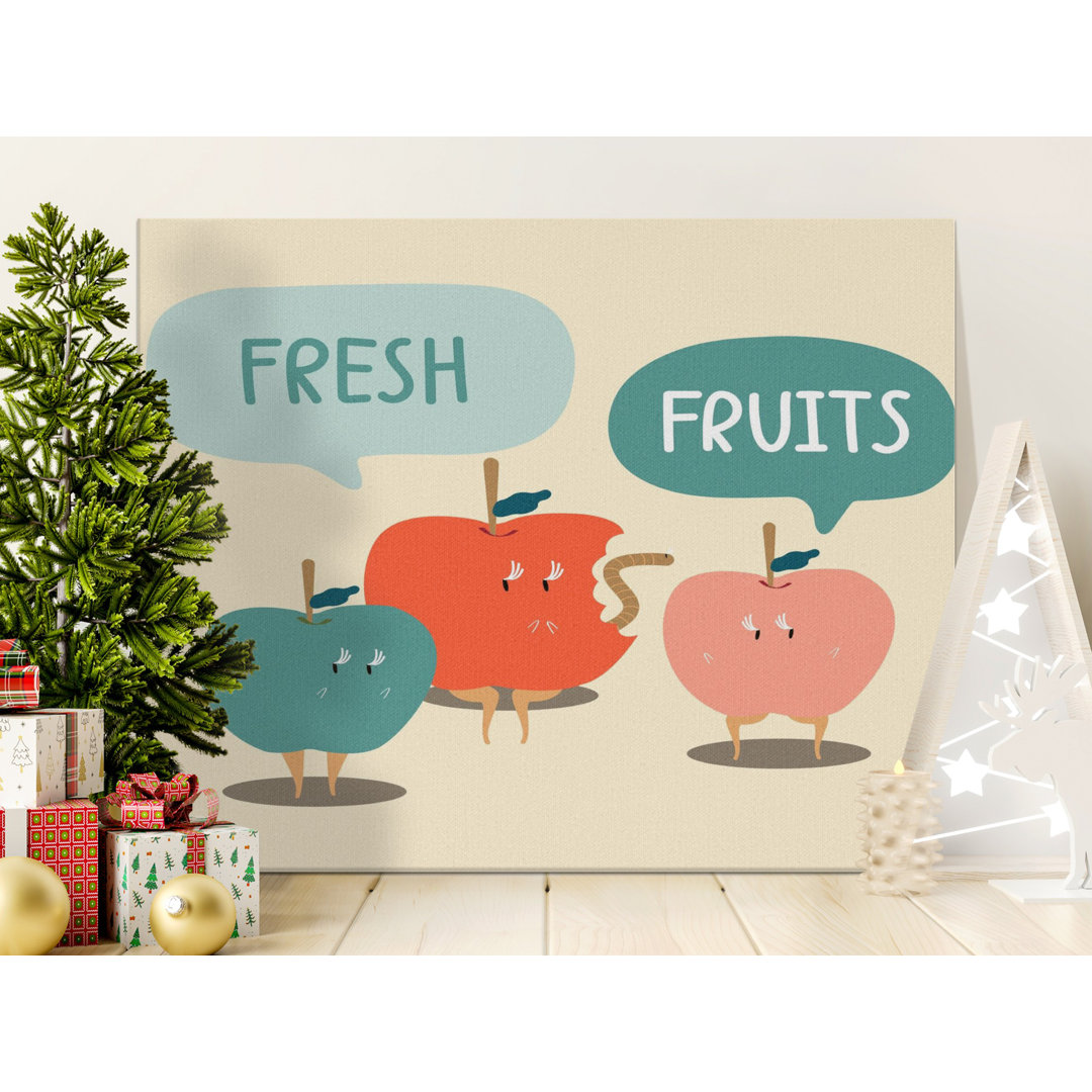 Whimsical Fresh Fruits Cute Apple Canvas